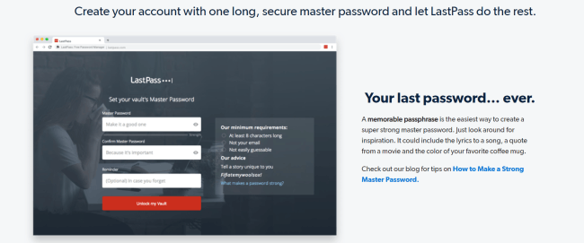 Screenshot of lastpass.com