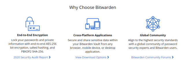 Screenshot of bitwarden.com