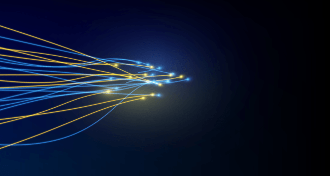 Connection line on fiber optic networking telecommunication concepy