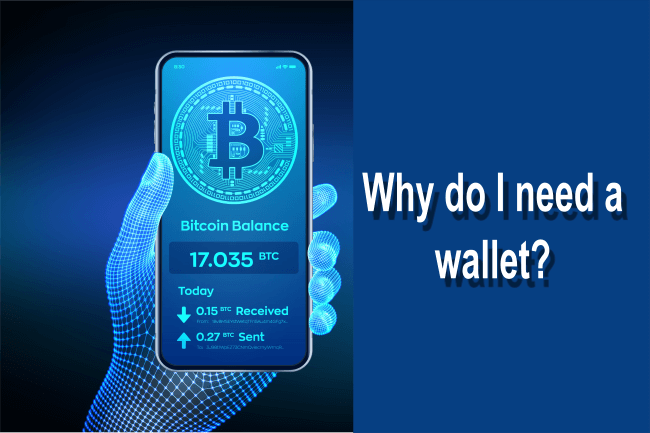 Hand holding a phone with a Bitcoin wallet