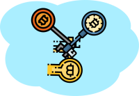 Three Keys with Bitcoin on them