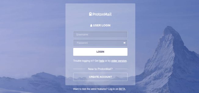 Screenshot of protonmail