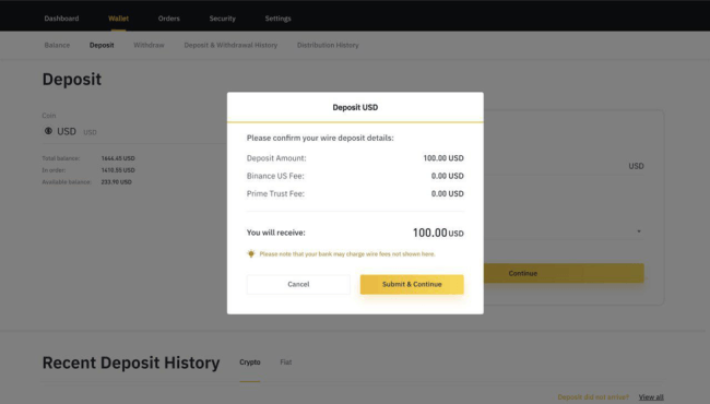 binance deposit time