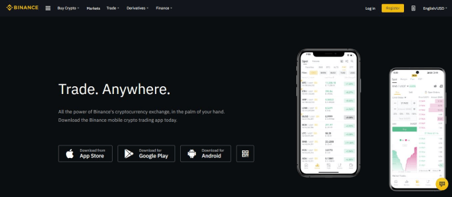 binance desktop view on phone