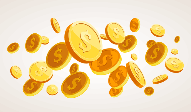 Golden dollar coins illustration