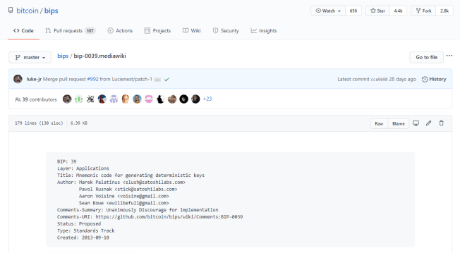 Github BIP39 Repo