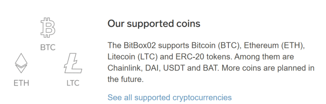 BitBox supported coins