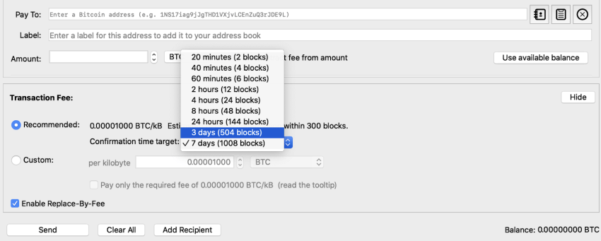 bitcoin fee estimator