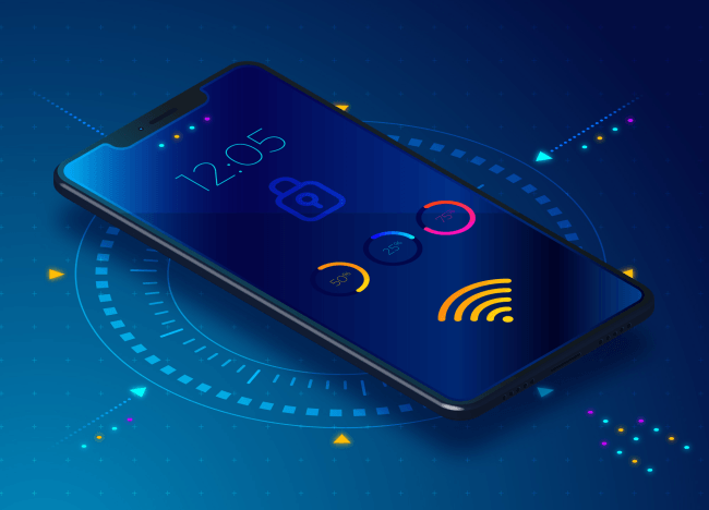 Gradient mobile isometric technology background