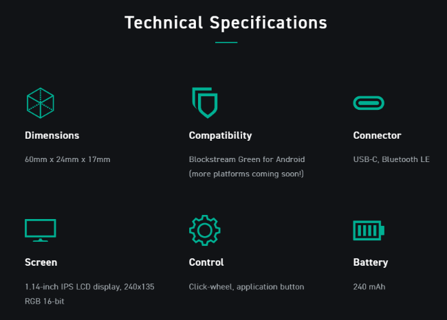 Blockstream Jade Other Specifications