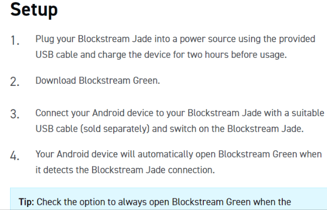 Blockstream Jade Setup