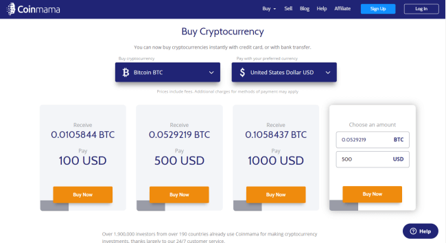 Buy crypto on CoinMama