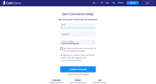 Register on CoinMama