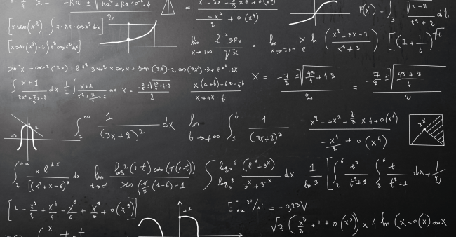 Mathematical calculations on blackboard