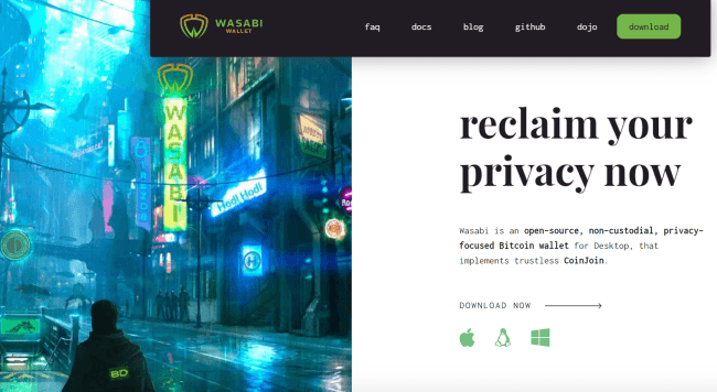 Screenshot of wasabiwallet.io
