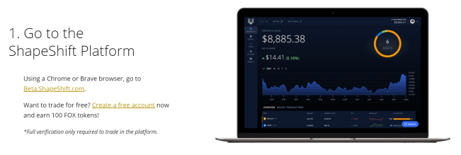 Screenshot of shapeshift.com