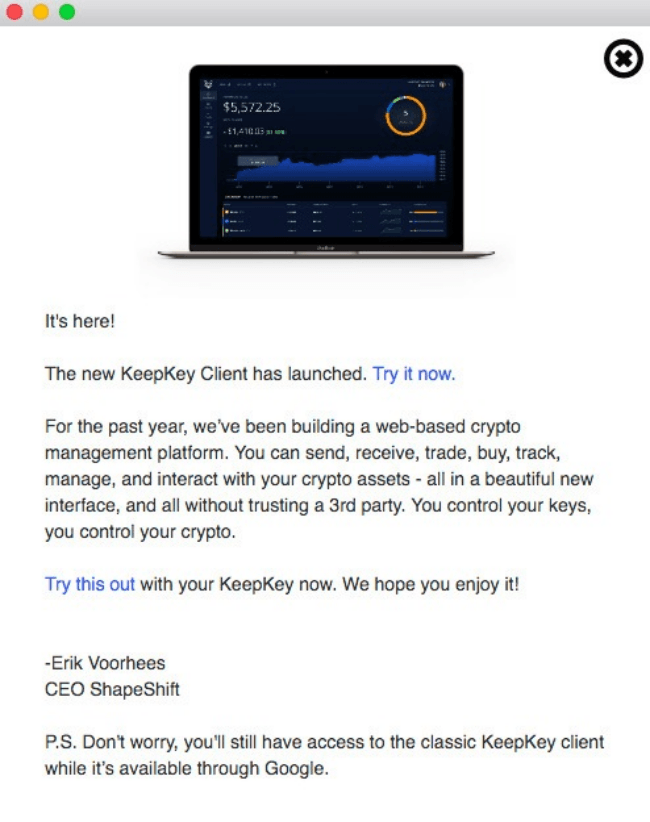 Keepkey Main Interface