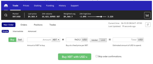 Screenshot of kraken.com how to buy coins