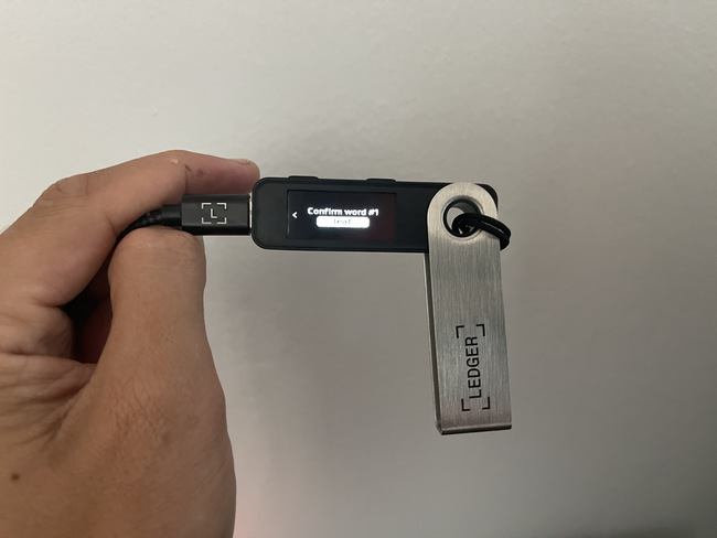 ledger nano s plus confirm first word