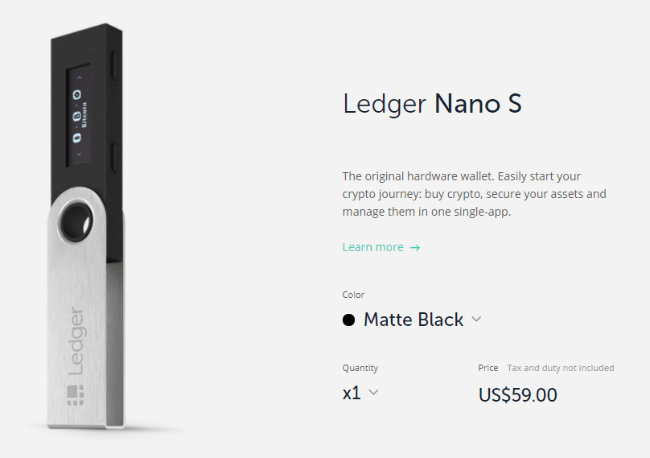 Screenshot of Ledger Nano S