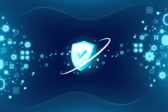 Shield with secure sign illustration