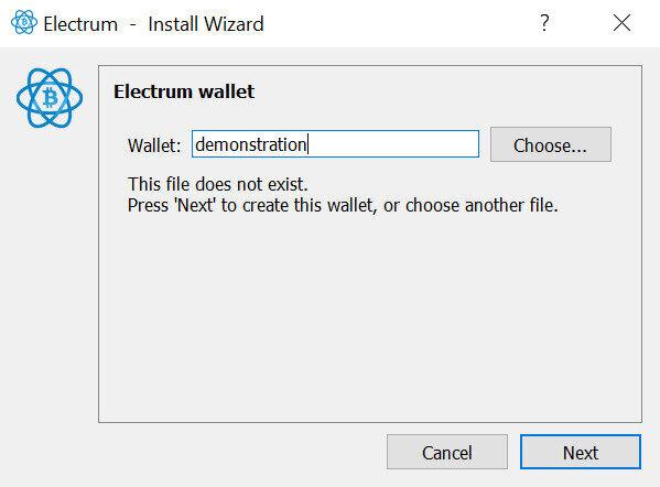 Naming new Wallet in Electrum