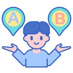 User holding A or B options icon
