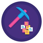 Pickaxe and digital files icon