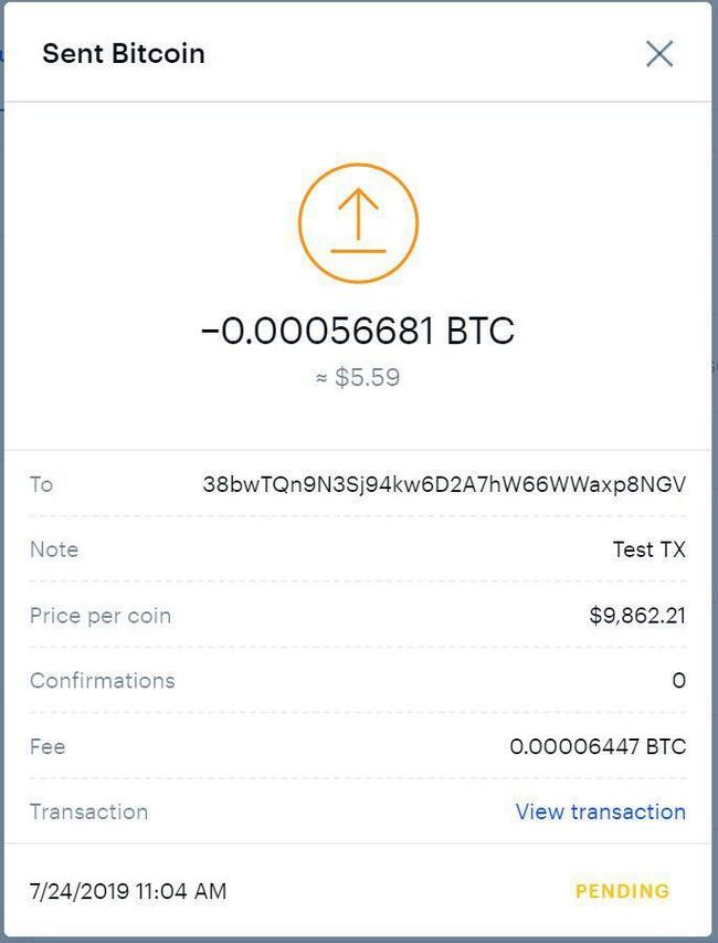 transfer coinbase to ledger