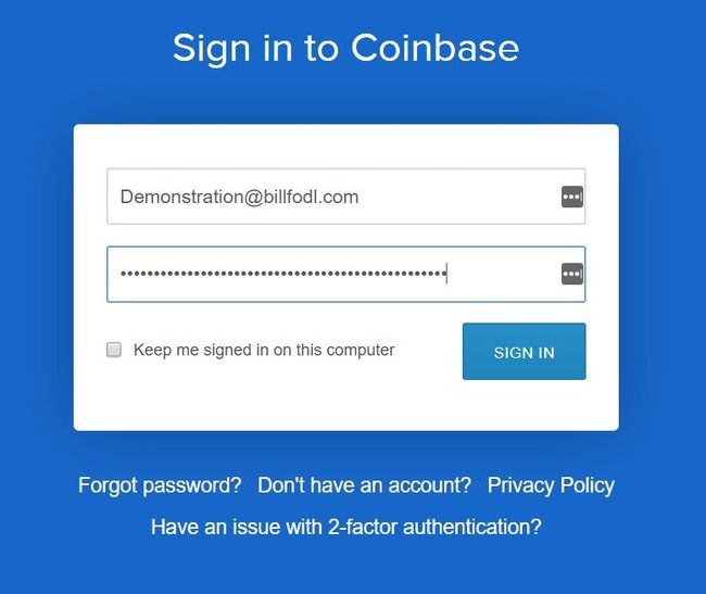 Log in to Coinbase