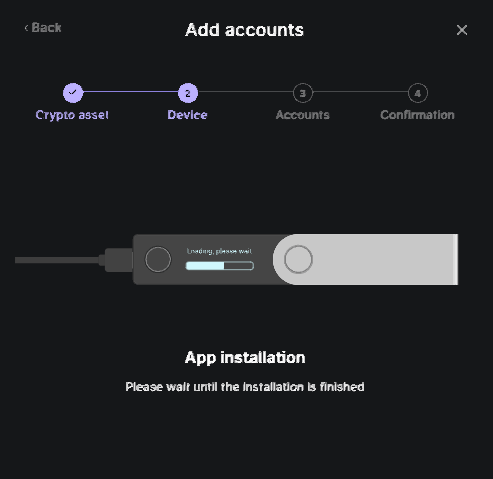 ledger live app install screen