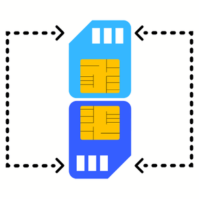 two sim cards with arrows pointing from one to another
