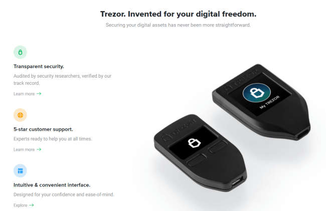 Screenshot of trezor.io