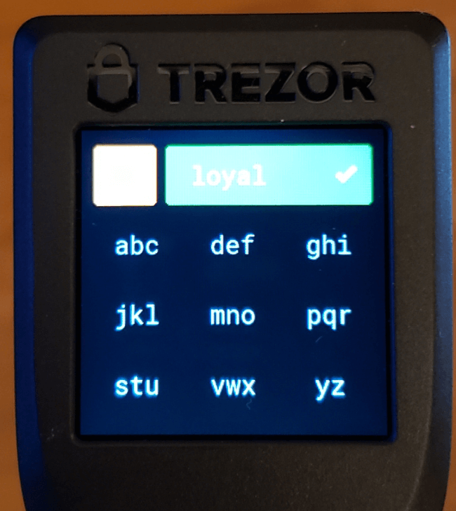 Trezor T random Pin