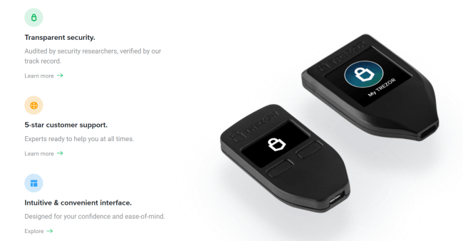 Screenshot of trezor.io