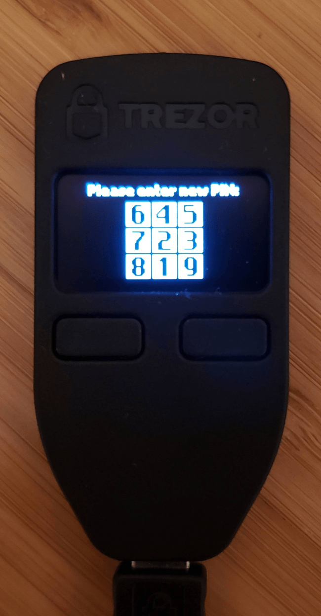 PIN code on trezor one