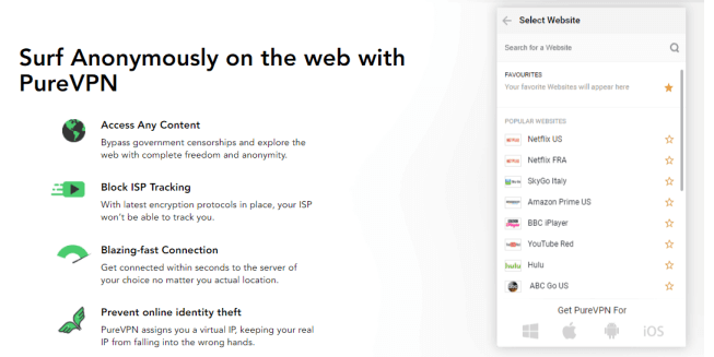 Screenshot of purevpn.com