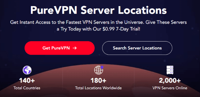 Screenshot of purevpn.com