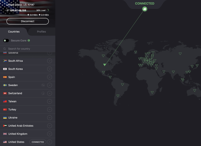 VPN dashboard