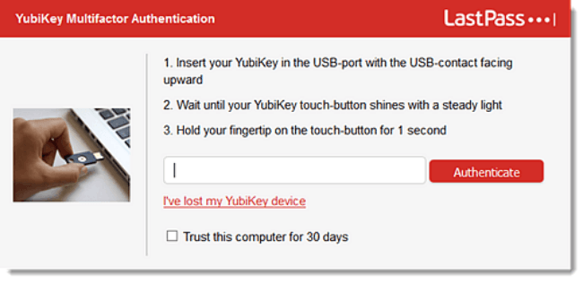 setting up yubikey on lastpass